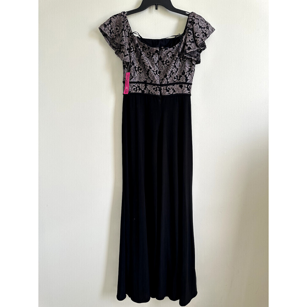 Morgan & Co. Off The Shoulder Lace Bodice Gown Dress In Black Size 9 (6US) $180